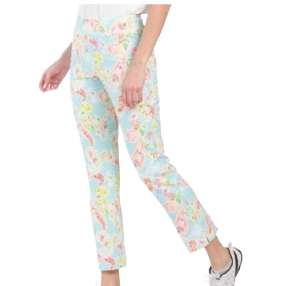 IBKUL Printed Ankle Pants Women’s Performance Stretch Pull-On Golf Travel Casual